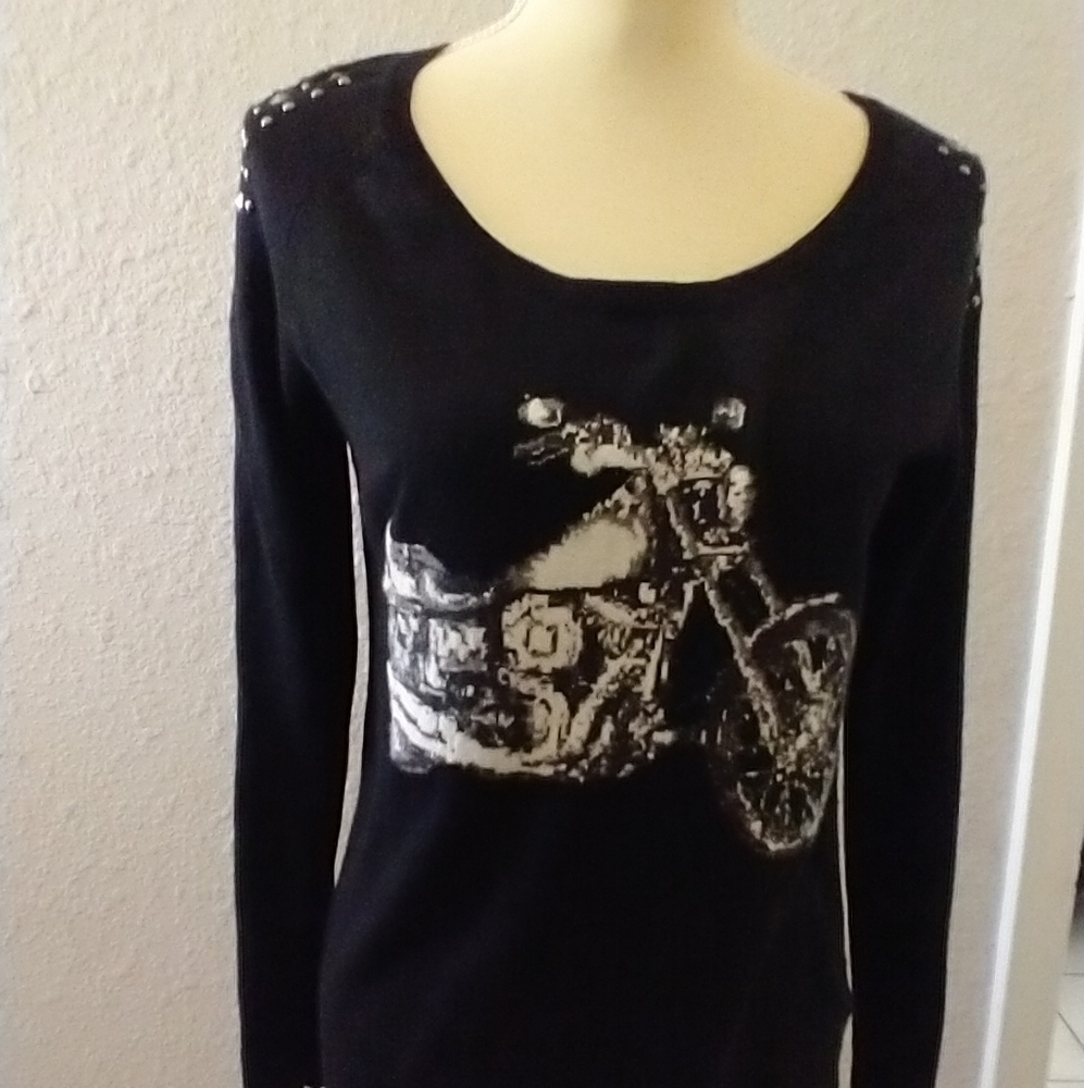 Rock & Republic motorcycle print sweater size S